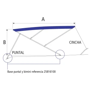 Bimini 3 arcos con puntales 2350 x 2450 x 950 mm
