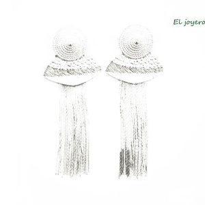 Pendientes plateados cadenas