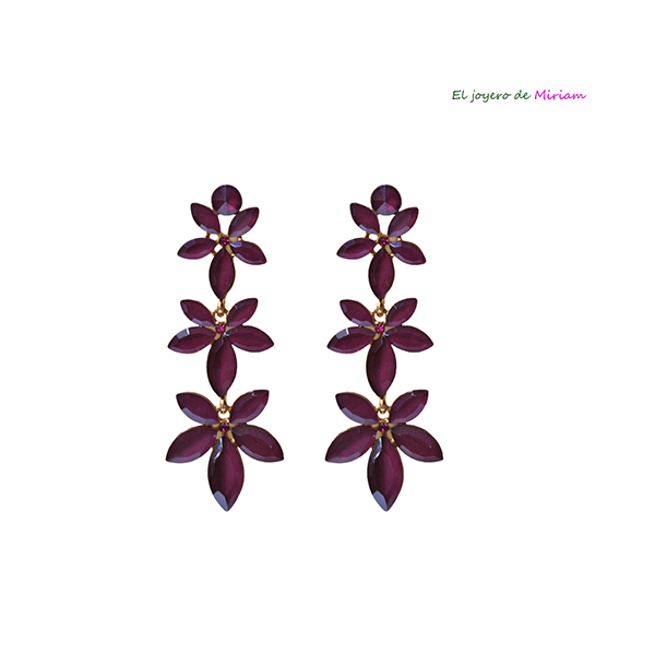 Pendientes burdeos largos