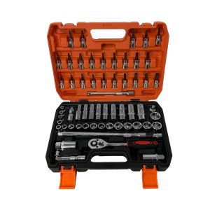 Juego llave ratchet (x1)+dados 3/8″ (x53)+acc (x7)-estuche-61 pzas