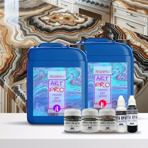 Kit de encimera/encimera de cocina efecto mármol exótico blanco con resina epoxi