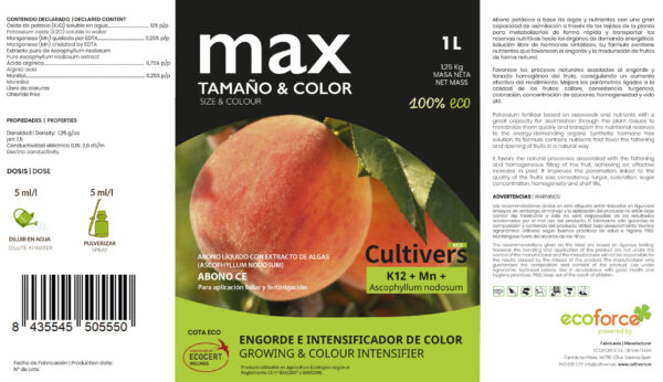 Abono Engorde e Intensificador de Color – CULTIVERS - Imagen 2