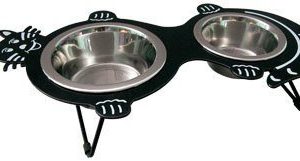 Comedero doble de acero inoxidable con base para gatos 13cm / 11cm